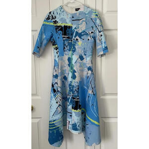 $550 Legally Red Fit and Flare Neoprene Midi Dress 4